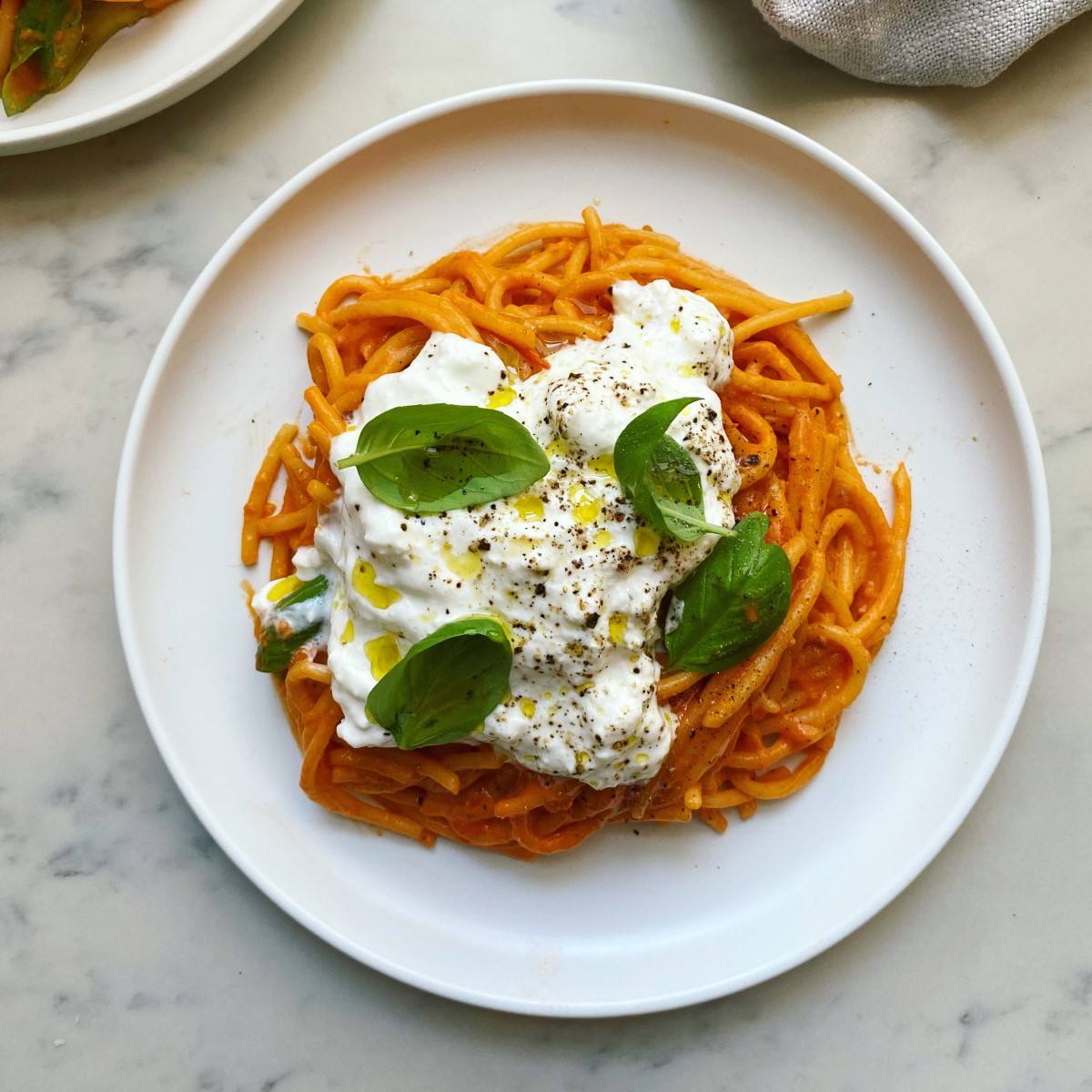Roast tomato & burrata spaghetti 